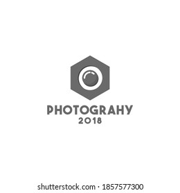 Diseño del logotipo de fotografía de hexágono creativo
