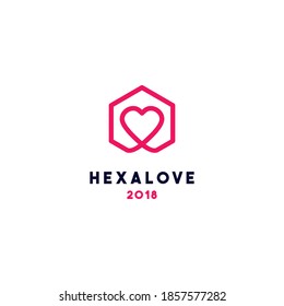Creative hexagon rosa Liebeslogo-Design