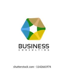 creative hexagon shape with colorful concept logo vector