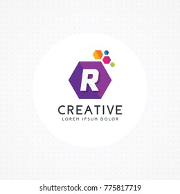 Creative hexagonal letter R logo design