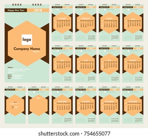 creative hexagonal shape new year calendar 2018 template design