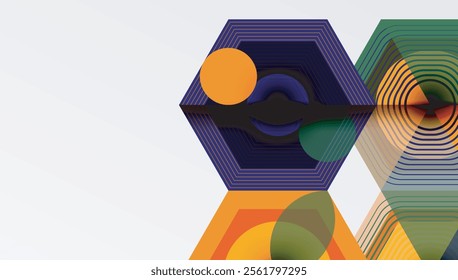 Creative hexagons geometric shapes design