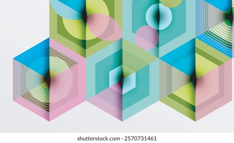 Creative hexagons geometric shapes design