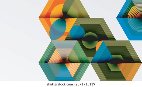 Creative hexagons geometric shapes design