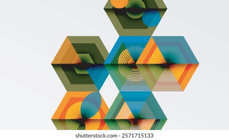 Creative hexagons geometric shapes design