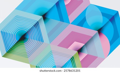 Creative hexagons geometric shapes design