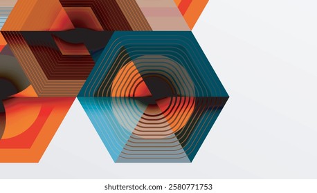 Creative hexagons geometric shapes design
