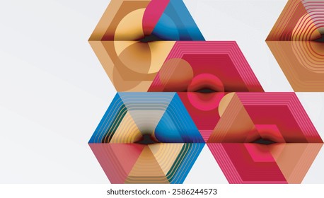 Creative hexagons geometric shapes design