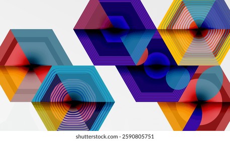 Creative hexagons geometric shapes design