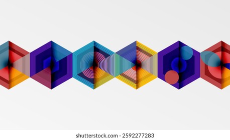Creative hexagons geometric shapes design