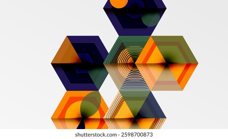Creative hexagons geometric shapes design