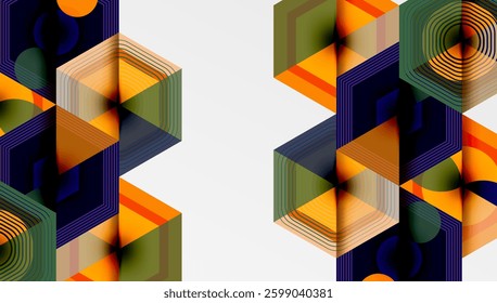 Creative hexagons geometric shapes design