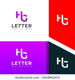 Creative HG, GH letter logo design template elements. Modern abstract digital alphabet letter logo.