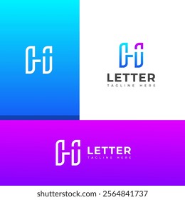 Creative HI, IH letter logo design template elements. Modern abstract digital alphabet letter logo.