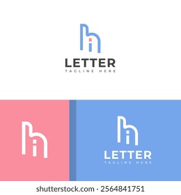 Creative HI, IH letter logo design template elements. Modern abstract digital alphabet letter logo.
