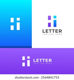 Creative HI, IH letter logo design template elements. Modern abstract digital alphabet letter logo.