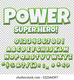 Creative high detail comic font. Alphabet of comics, pop art. Letters and figures for decoration of kids' illustrations, websites, posters, comics and banners.