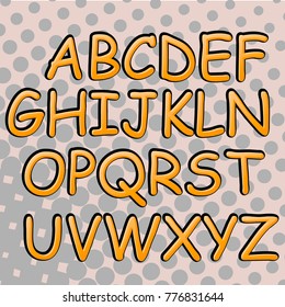 Creative high detail comic font. Alphabet of comics, pop art. Letters and figures for decoration of kids' illustrations, websites, posters, comics and banners.