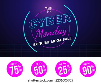 Creative Hight Tech Cyber Monday Banner, Sale Banner Vector. 4K design