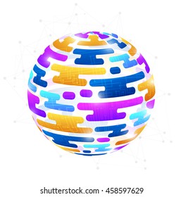 Un fondo creativo de alta tecnología con un globo colorido abstracto para una conexión de red global.