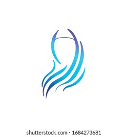 kreatives hijab-blaues Farblogo Ideen. Inspiration Logo-Design. Illustration zur Vektorillustration von Vorlagen. einzeln auf weißem Hintergrund