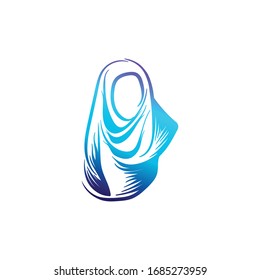 creative hijab blue color logo Ideas. Inspiration logo design. Template Vector Illustration. Isolated On White Background