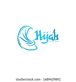 creativo logo en color azul hijab Ideas. Diseño con logo inspirador. Ilustración de vectores de plantilla. Aislado En Fondo Blanco