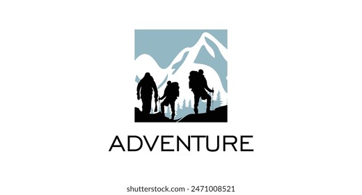 Creative Hiking silhouette design premium vector
