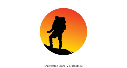 Creative Hiking silhouette design premium vector