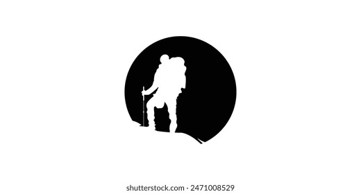 Creative Hiking silhouette design premium vector