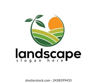 creative hill and sunrise logo design template