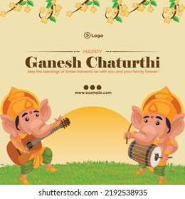 Creative Hindu festival happy Ganesh Chaturthi banner design template.