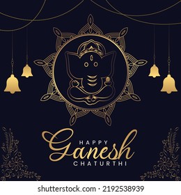 Creative Hindu festival happy Ganesh Chaturthi banner design template.