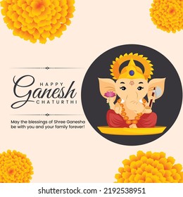 Creative Hindu festival happy Ganesh Chaturthi banner design template.