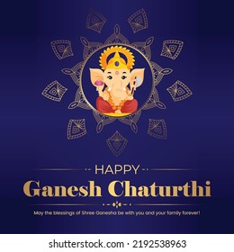 Creative Hindu festival happy Ganesh Chaturthi banner design template.