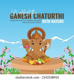 Creative Hindu festival let's celebrate this Ganesh Chaturthi banner design template.