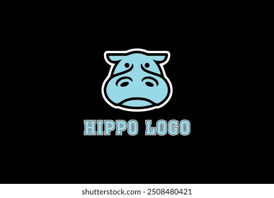 criativo hipopótamo face logotipo vetor design ícone de emblema ilustração