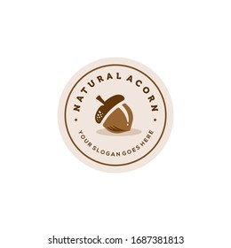 creative hipster acorn seed logo in trendy modern minimal badge style icon