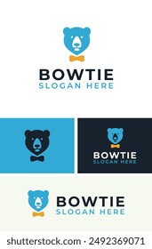 Creative Hipster Bear Bow Tie Suit Logo Design Branding Template