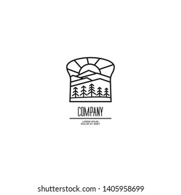 creative hipster bread company logo design. illustration of mountains views inside the bread. For bread logo, bread shirt design, urban production icon