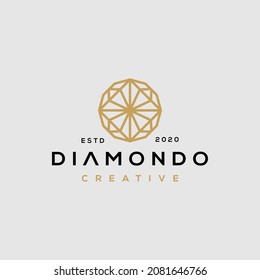 Línea de diamante hipster creativo con plantilla de diseño redondo abstracto