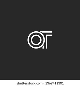 Creative hipster initials OT letters monogram logo, minimalist style two overlapping letters O and T emblem