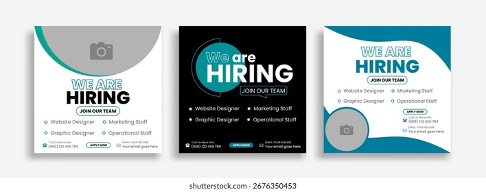 creative hiring square banner template design for social media post, We are hiring job vacancy social media post