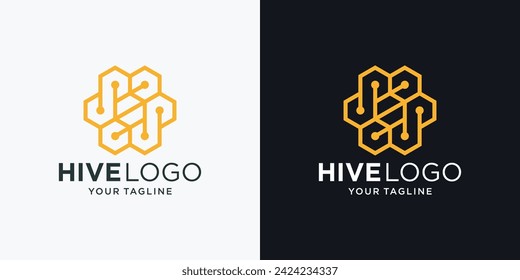 creative of hive honey bee comb logo inspiration. minimalist abstract line style bee honey logo.