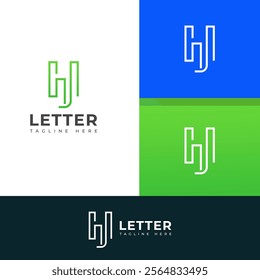 Creative HJ, JH letter logo design template elements. Modern abstract digital alphabet letter logo.