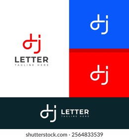 Creative HJ, JH letter logo design template elements. Modern abstract digital alphabet letter logo.