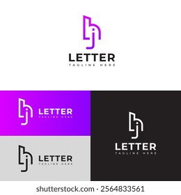 Creative HJ, JH letter logo design template elements. Modern abstract digital alphabet letter logo.