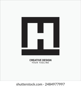 Creative HM or MH initial monogram rectangle pattern modern brand unique logo design