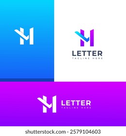 Creative HM, MH letter logo design