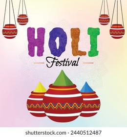 A creative Holi banner featuring innovative design elements and captivating visuals, tailored for social media posts to stand out in crowded news feeds.